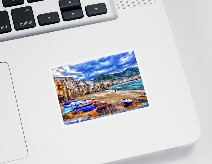 Italy Sticker featuring the photograph Cefalu Waterfront by Monroe Payne