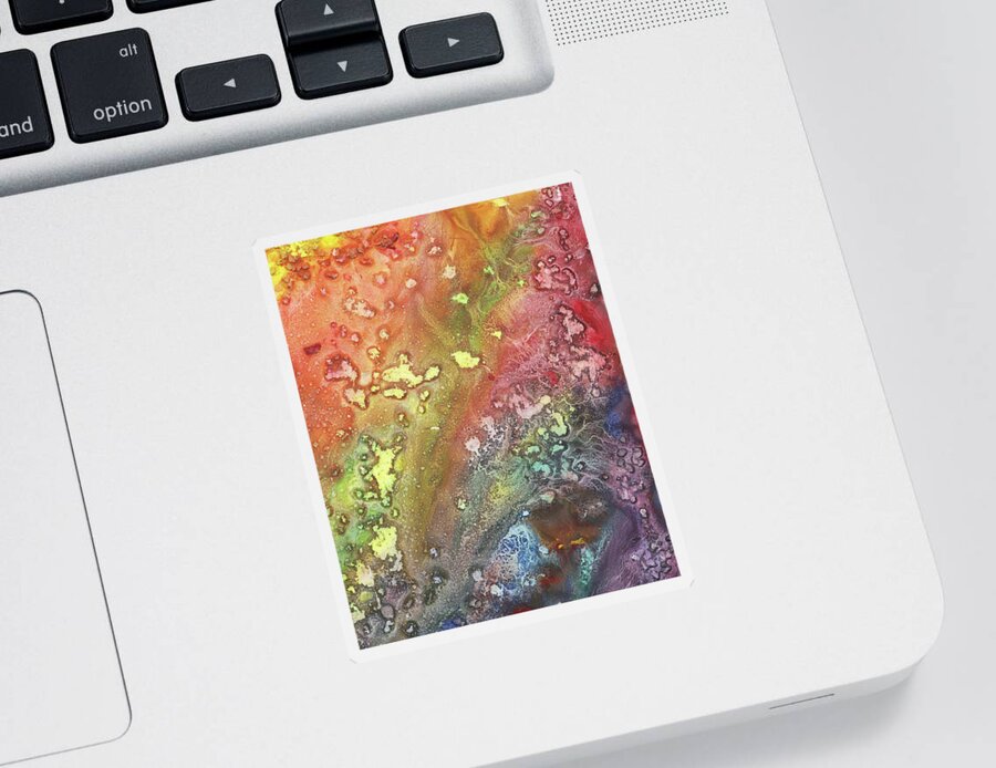 Abstract Sticker featuring the painting Celestial Breeze Synergy Of Crystal And Abstract Watercolor Decor V by Irina Sztukowski