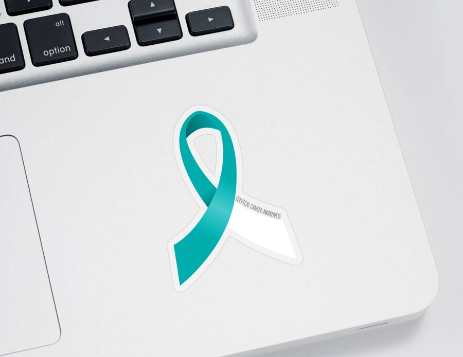 Awareness Sticker featuring the digital art Cervical Cancer Awareness Ribbon by Flippin Sweet Gear