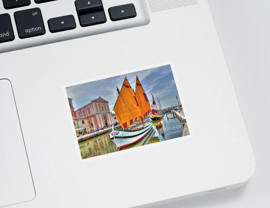 Sail Sticker featuring the photograph Cesenatico Harbour - Italy by Paolo Signorini