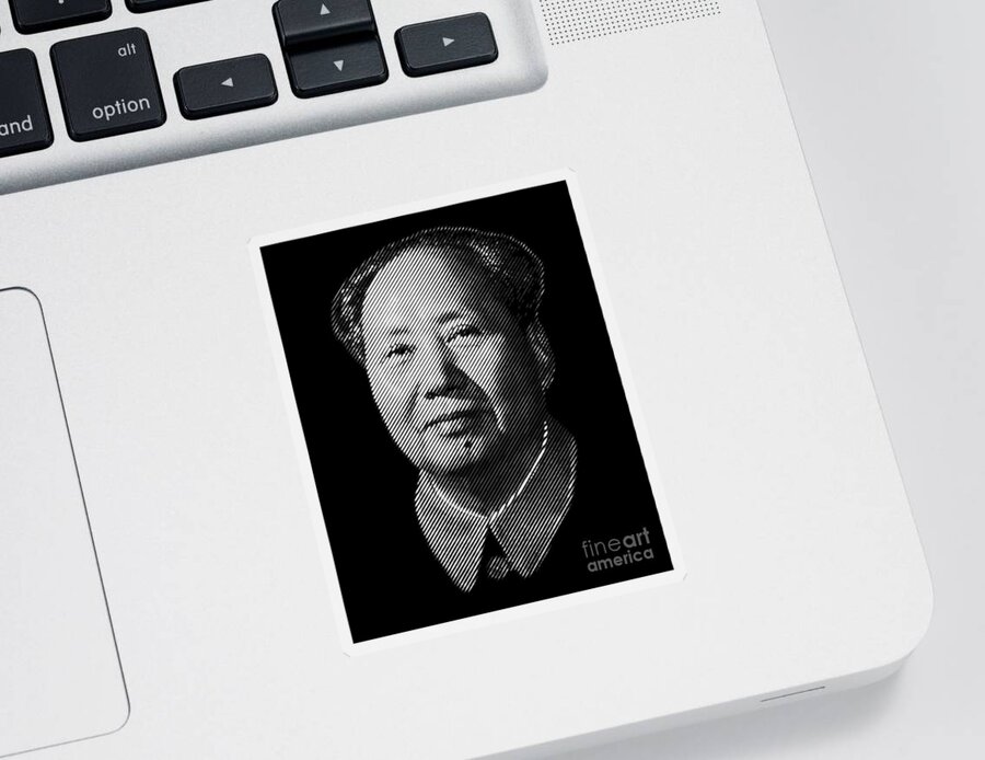 Mao Sticker featuring the digital art Chairman Mao Zedong, portrait by Cu Biz