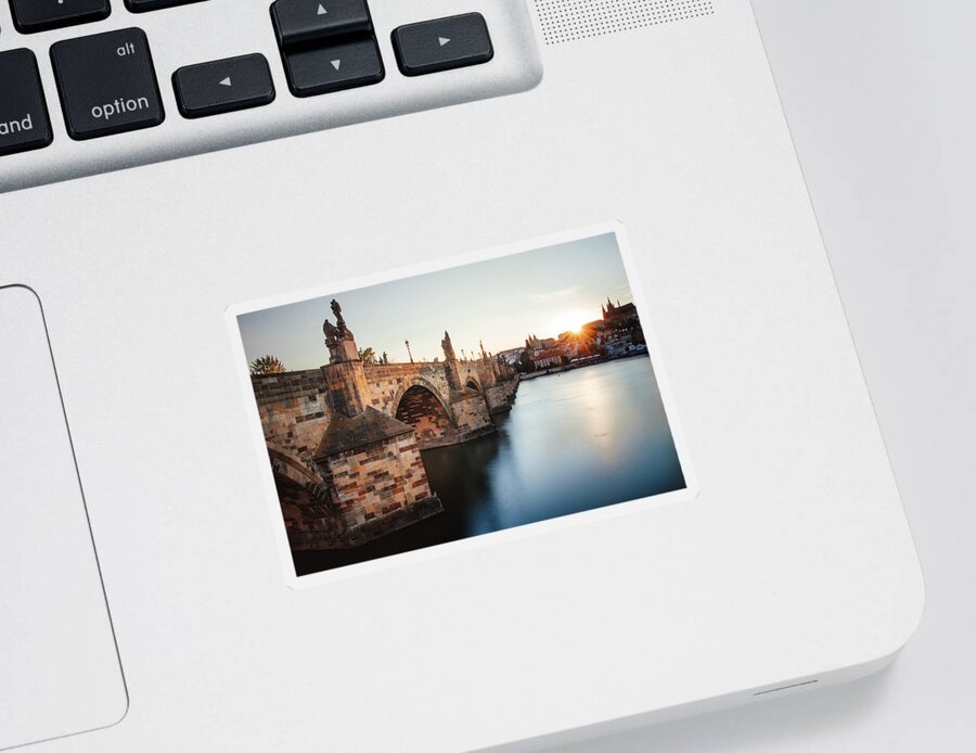 Castle Sticker featuring the photograph Charles bridge in Prague, czech republic. by Vaclav Sonnek