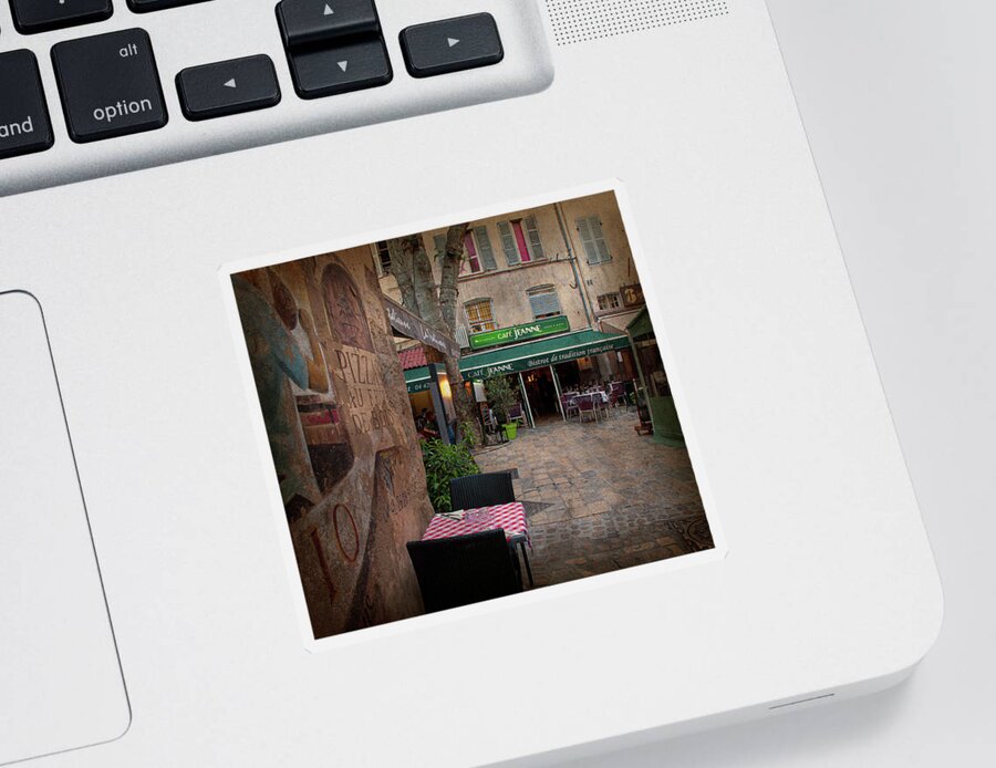 French Cafe Sticker featuring the photograph Charming French Cafe - Aix-en-Provence, France by Denise Strahm