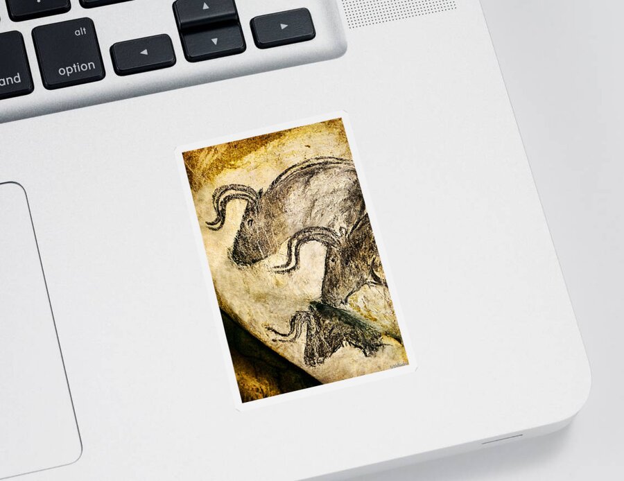 Chauvet Sticker featuring the digital art Chauvet - Three Aurochs by Weston Westmoreland