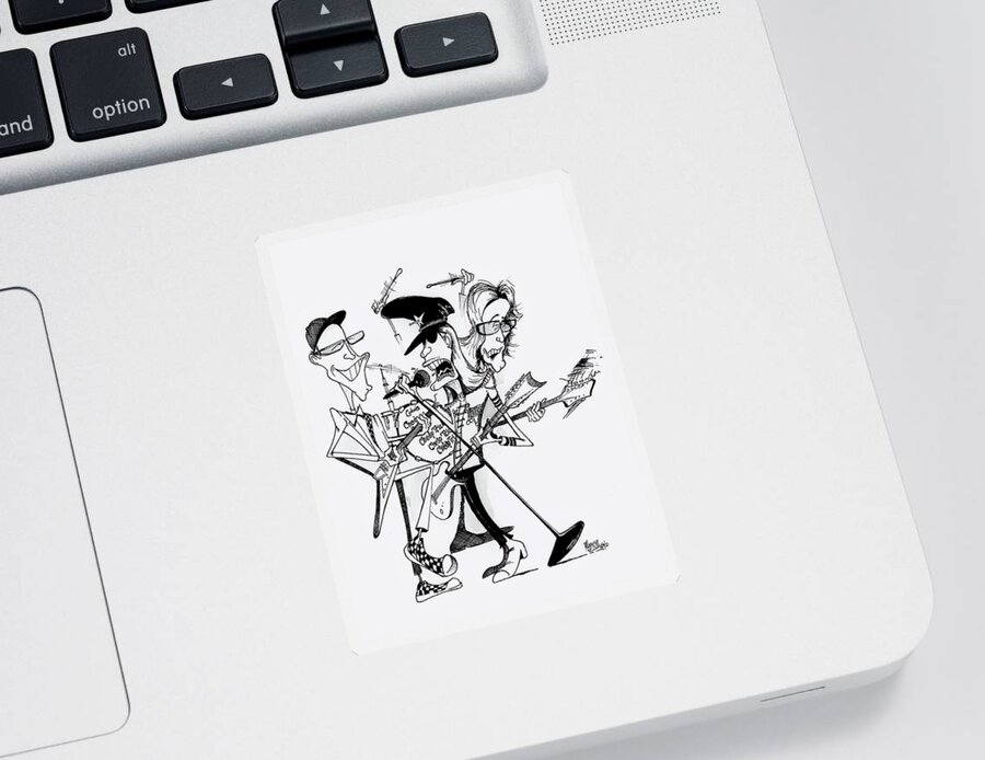 Caricature Sticker featuring the drawing Cheap Trick by Michael Hopkins