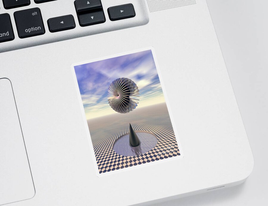 Gravity Sticker featuring the digital art Checkers Landscape by Phil Perkins