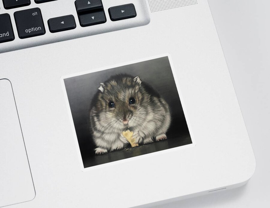 Hamster Sticker featuring the pastel Cheese Please by Marlene Little