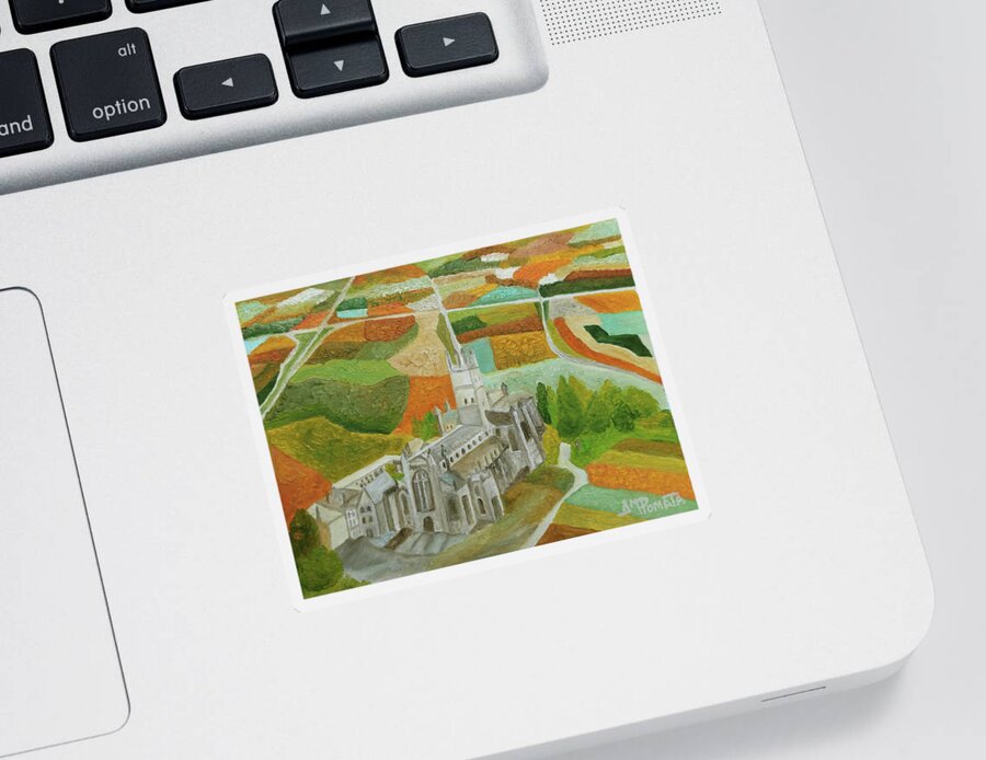 Gloucester Sticker featuring the painting Cheltenham From The Gloucester Cathedral by Angeles M Pomata