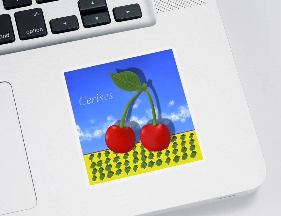 Cherries Sticker featuring the digital art Cherries by Steve Hayhurst