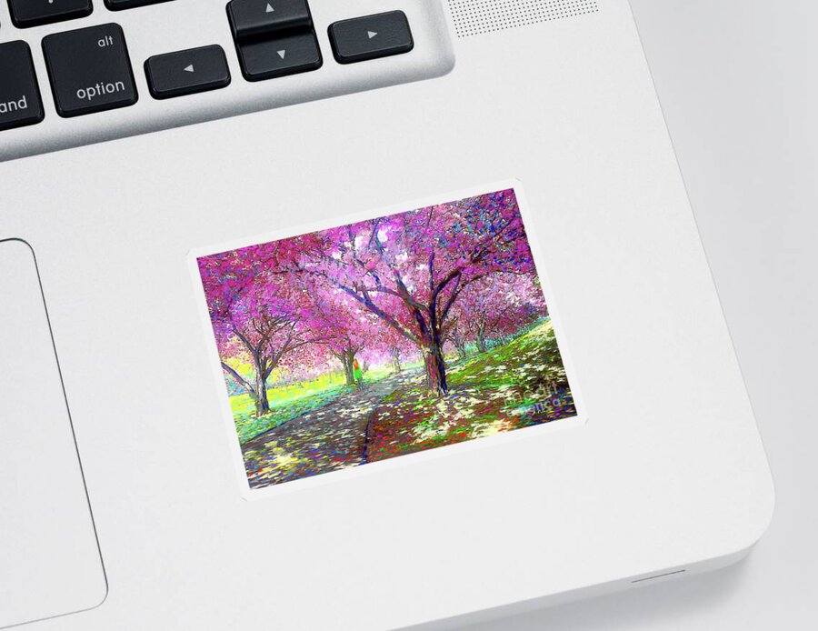 Landscape Sticker featuring the painting Cherry Blossom by Jane Small