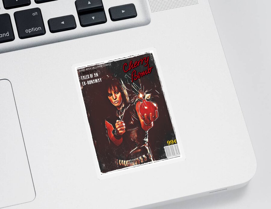Joan Jett Sticker featuring the digital art Cherry Bomb Comic Book by Christina Rick