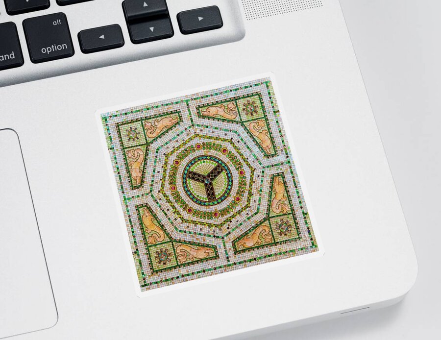 Art Sticker featuring the photograph Chicago Cultural Center Ceiling with Y Symbol in Mosaic by David Levin