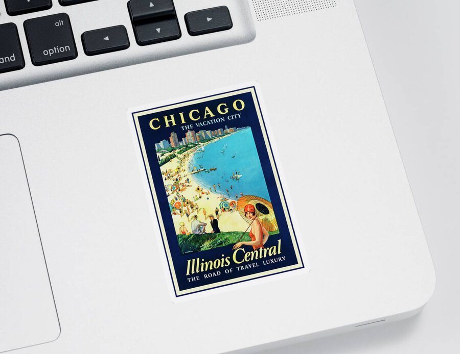 Chicago Sticker featuring the photograph Chicago Illinois Vintage Retro Travel Poster by Carol Japp