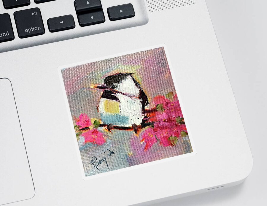 Chickadee Sticker featuring the painting Chickadee 5 by Roxy Rich