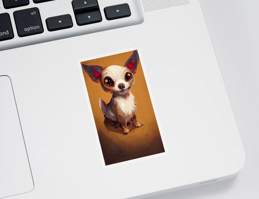 Character Sticker featuring the painting Chihuahua cute 1842c1dd d51a 4c6c bb2b 6766658f1874 by MotionAge Designs