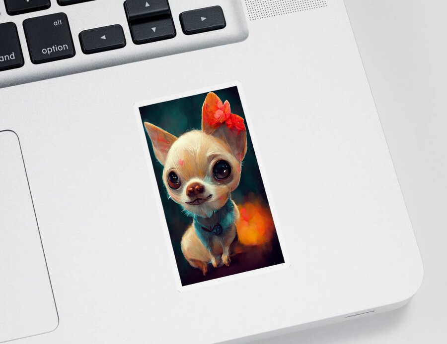 Character Sticker featuring the painting Chihuahua cute 2d74bf66 e6f7 4ed7 415d 1a814d14a145 by MotionAge Designs