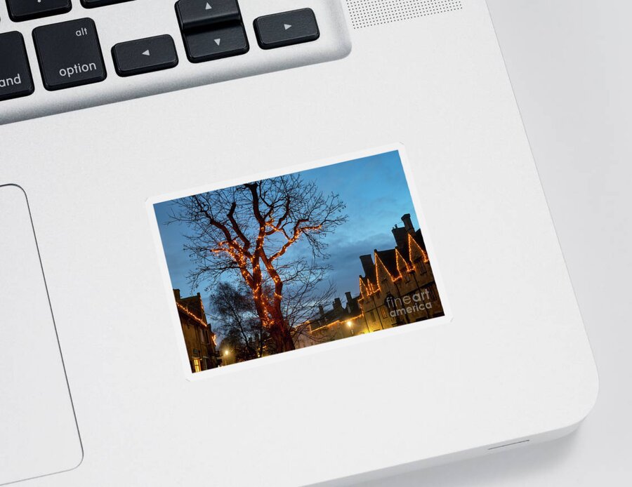 Chipping Campden Sticker featuring the photograph Chipping Campden Christmas Lights Cotswolds by Tim Gainey