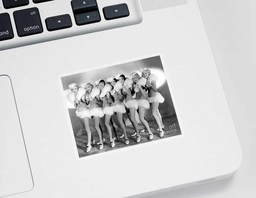 Musical Sticker featuring the photograph Chorus Girls 42nd Street 1933 by Sad Hill - Bizarre Los Angeles Archive