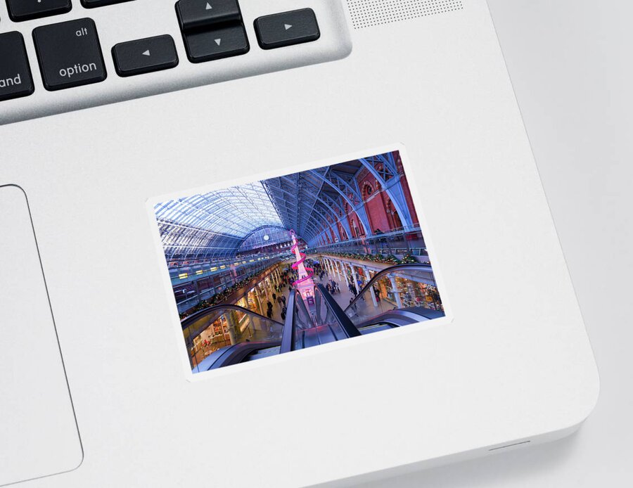 Kings Cross Sticker featuring the photograph Christmas at Kings Cross St Pancras Station by Andrew Lalchan