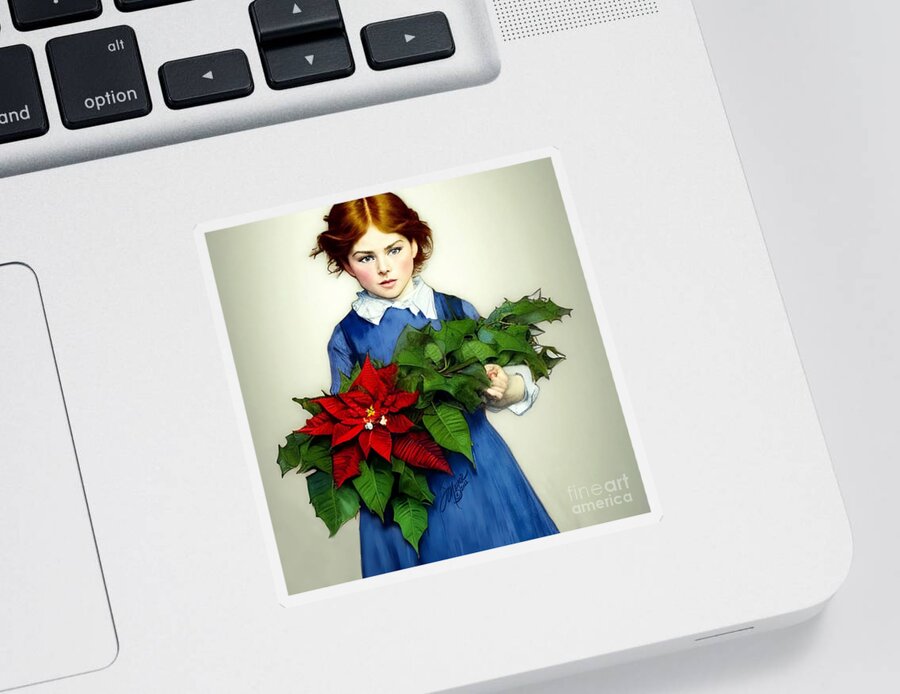 Christmas Art Sticker featuring the digital art Christmas Child #2 by Stacey Mayer