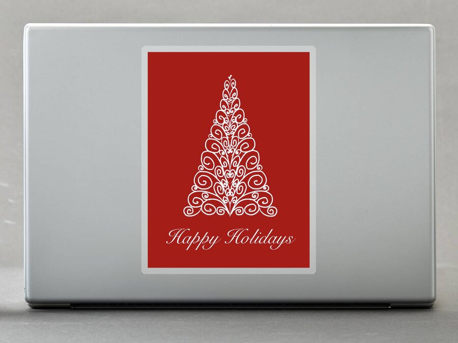 Christmas Sticker featuring the digital art Christmas Tree Red #1 by Bnte Creations