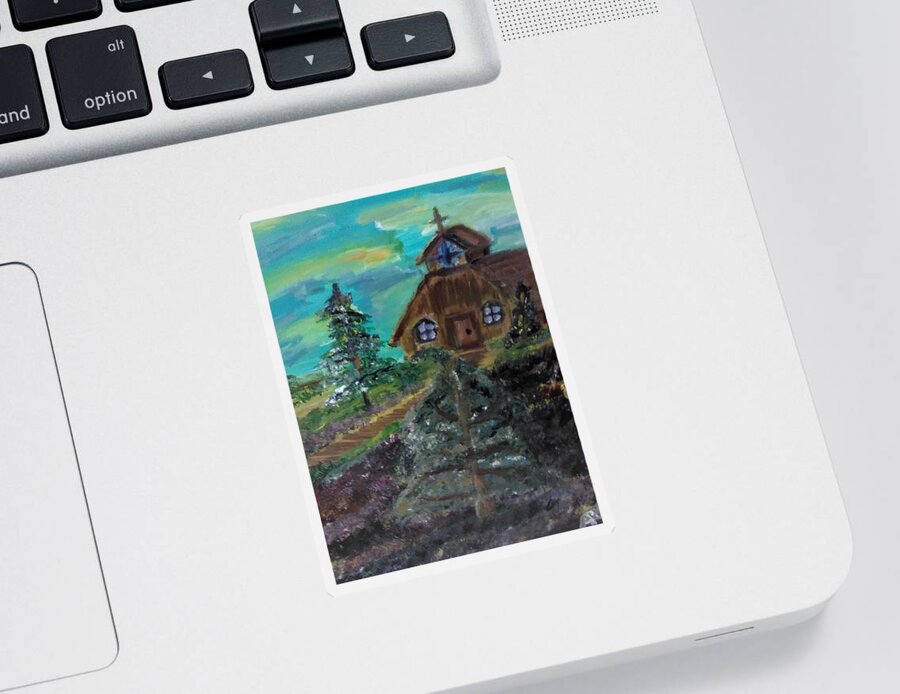 Nature Sticker featuring the painting Church Hill Fields by Andrew Blitman