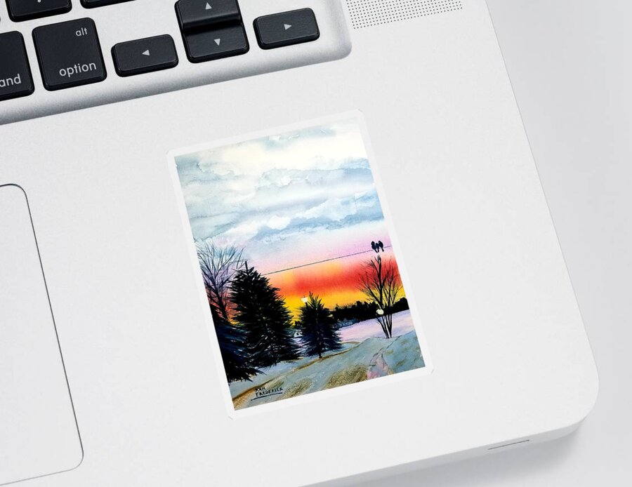 Michigan Sunset Sticker featuring the painting Cindys Sunset by Ann Frederick