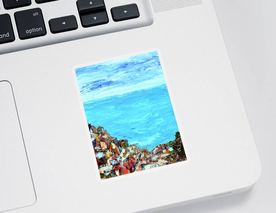Landscape Sticker featuring the painting Cinque Terre 2 by Teresa Moerer