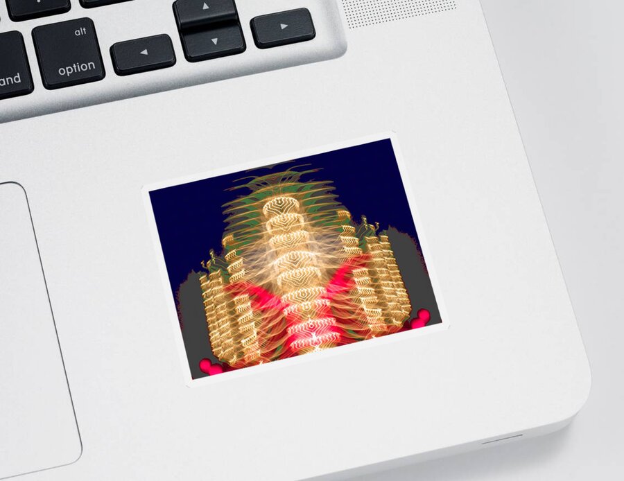 Abstract Sticker featuring the digital art Citadel of Light by T Oliver