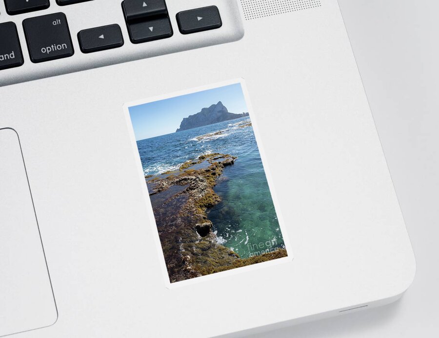 Mediterranean Coast Sticker featuring the photograph Clear water and the Penon de Ifach in Calpe by Adriana Mueller