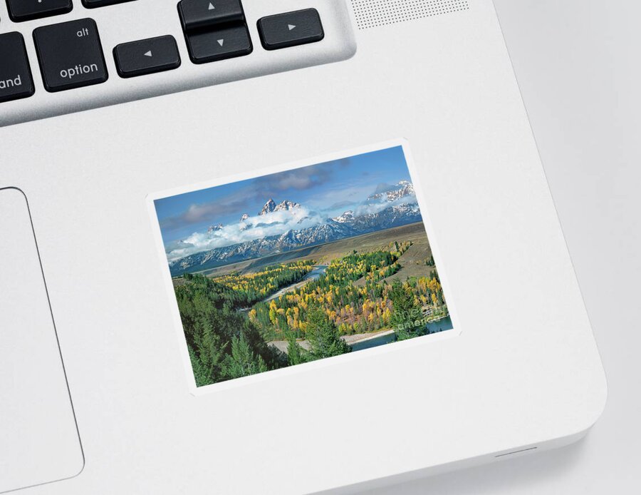 Dave Welling Sticker featuring the photograph Clearing Storm Snake River Overlook Grand Tetons Np by Dave Welling