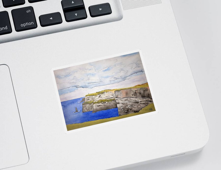 Watercolor Sticker featuring the painting Cliffs of Moher by John Klobucher