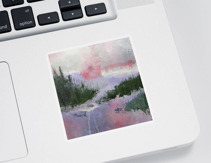 Climate Change Sticker featuring the painting CLIMATE CHANGE II Abstract in Red Pink Purple Green by Lynnie Lang