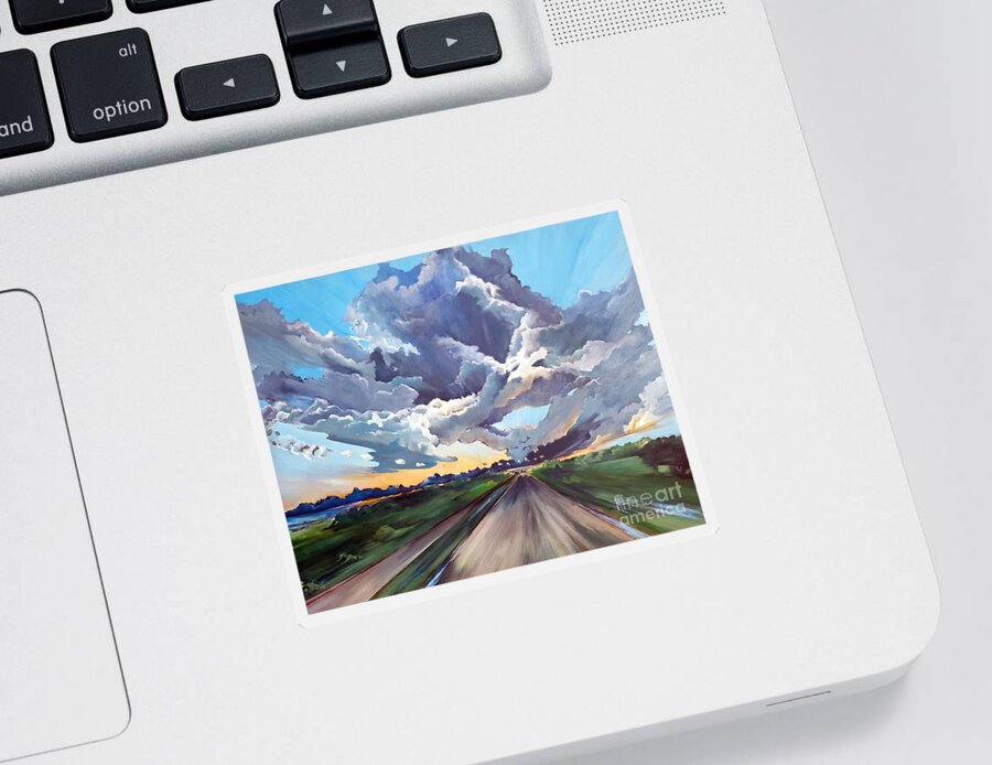 Highway Sticker featuring the painting Cloud Dragons over the Interstate by Merana Cadorette