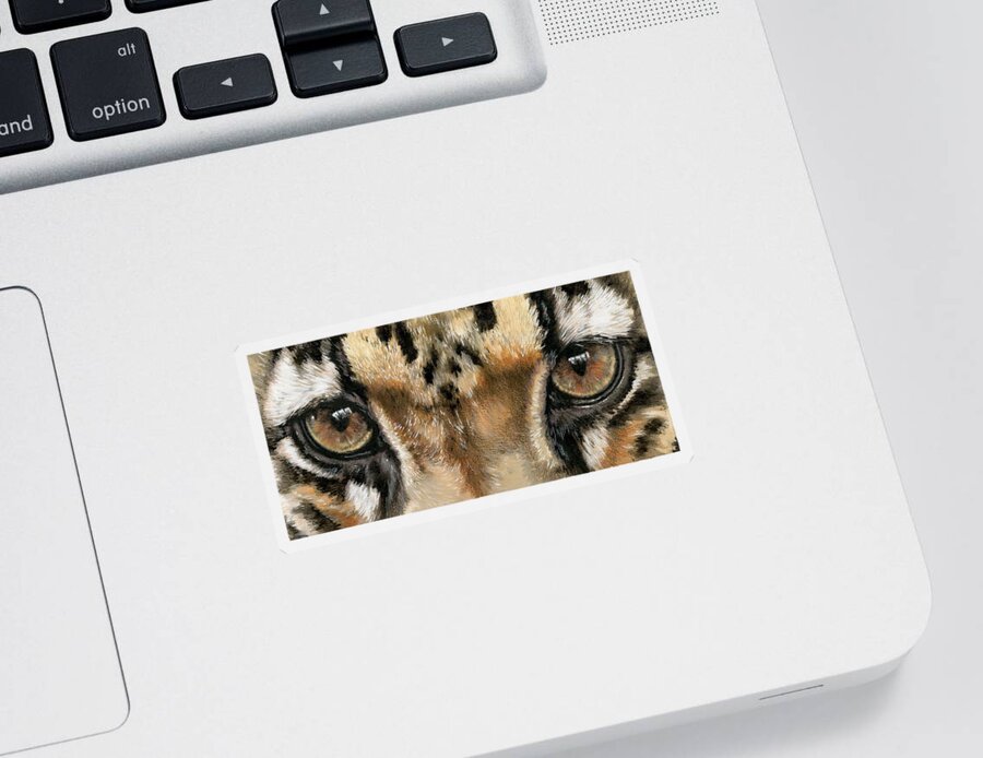 Panthera Sticker featuring the painting Clouded Leopard Gaze by Barbara Keith
