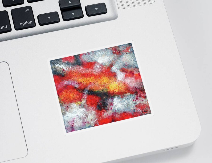 Clouds Sticker featuring the painting Clouded Red by Maria Meester