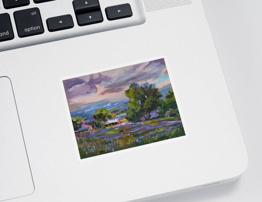 Landscape Sticker featuring the painting Cloudy Day, San Ysidro by David Lloyd Glover