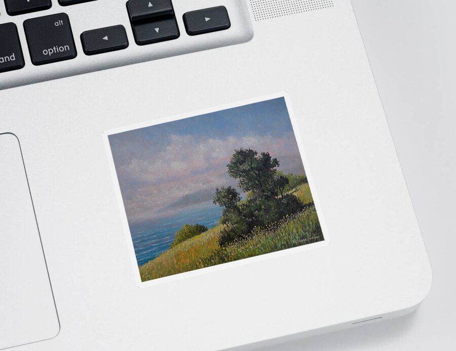 Landscape Sticker featuring the painting Coastal Trees by Douglas Castleman