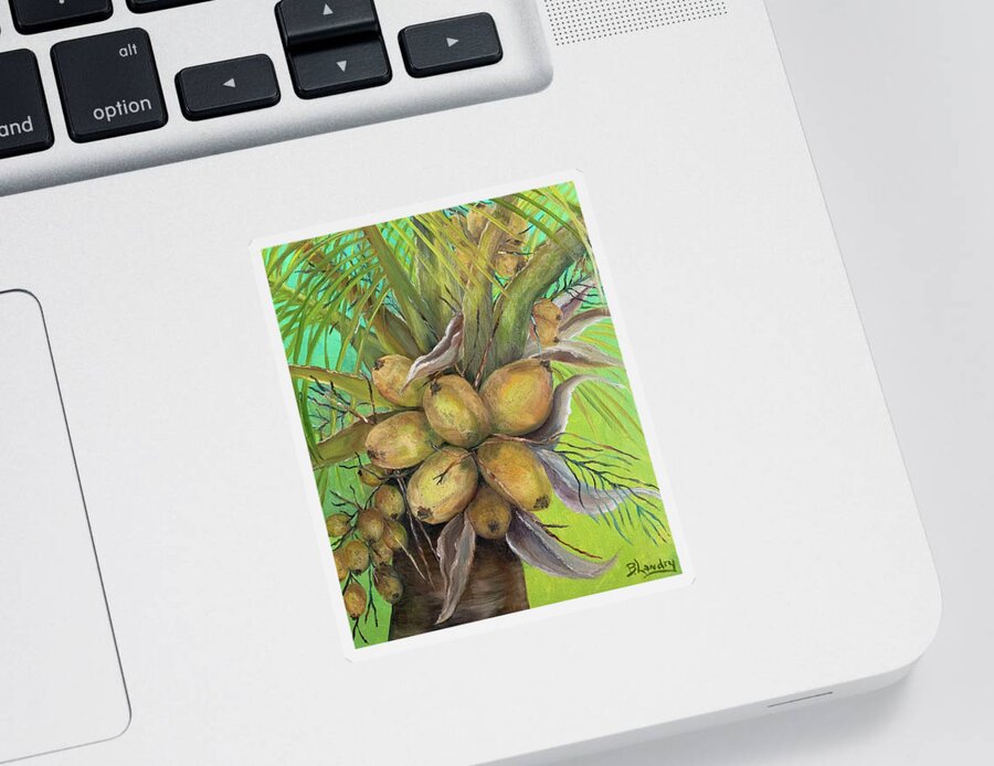 Oil Painting Sticker featuring the painting Coconut Palm by Barbara Landry