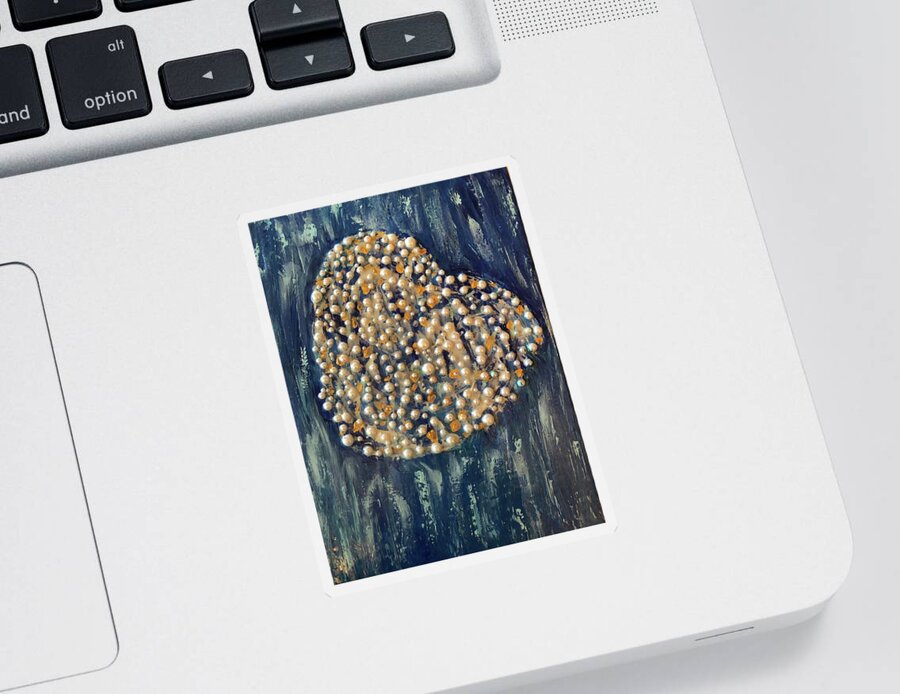 Pearls Sticker featuring the painting Coeur de Perles by Medge Jaspan