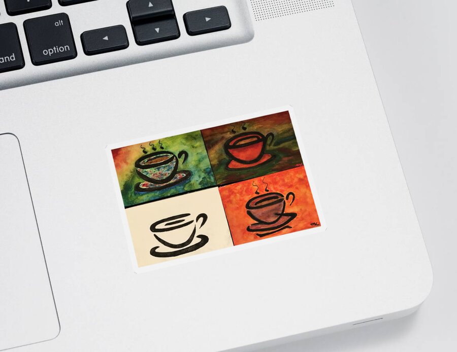 Coffee Sticker featuring the painting Coffee 4 Pack by Mike Coyne