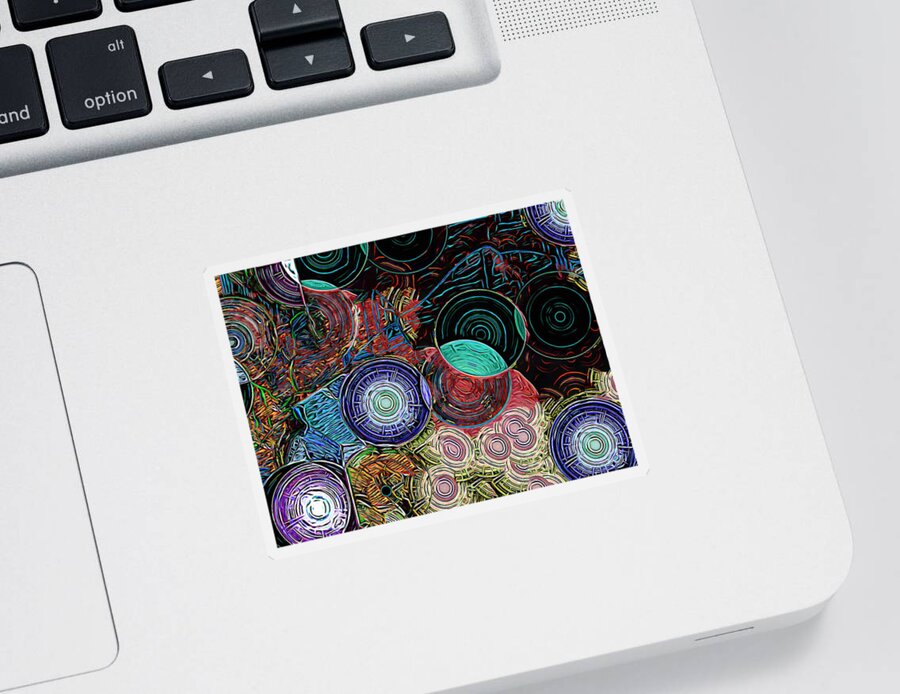 Orbs Sticker featuring the mixed media Collateral Damage 1 by Lynda Lehmann