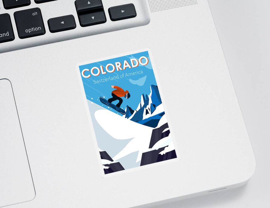 Oil On Canvas Sticker featuring the digital art Colorado State Travel Poster No 2 by Celestial Images