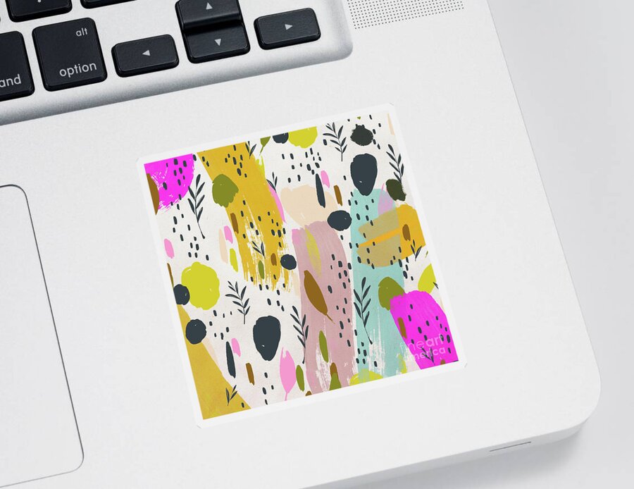 Colorful Abstract Sticker featuring the painting Colorful Abstract Floral Watercolor Painting by Modern Art