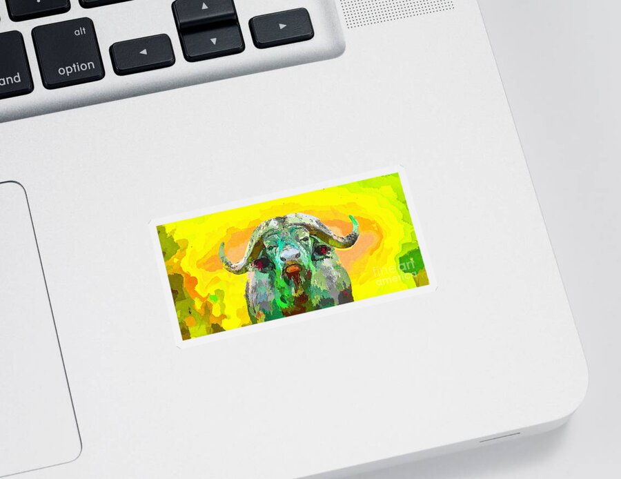 Wall Art Sticker featuring the painting Colorful African Buffalo by Stefano Senise