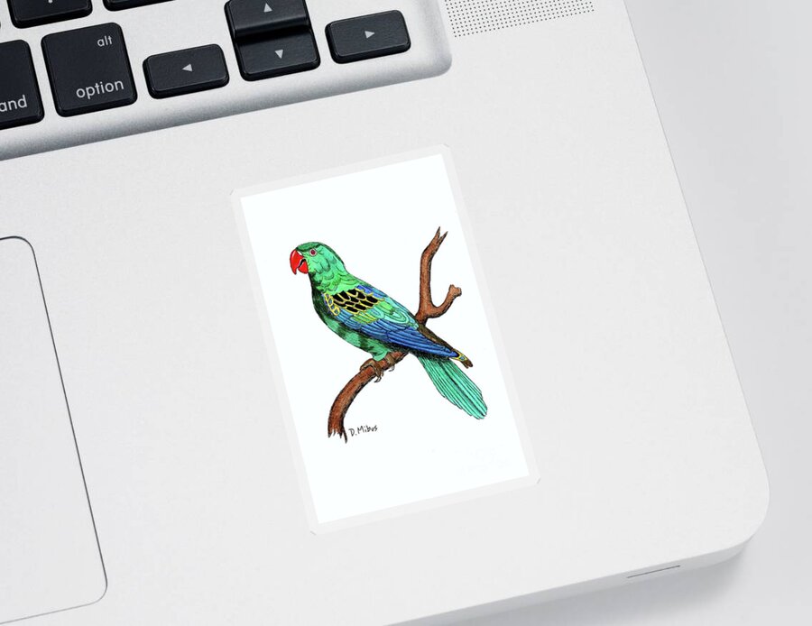 Parrot Sticker featuring the painting Colorful African Parrot Day 2 Challenge by Donna Mibus