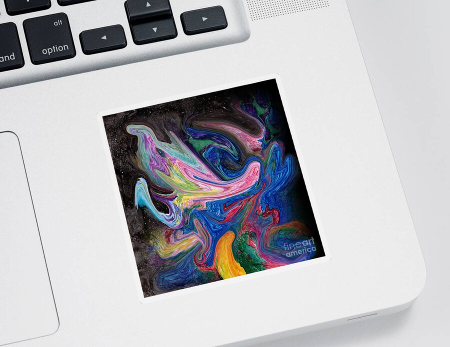 Digital Art Sticker featuring the digital art Colorful Alcohol Ink Abstract by Conni Schaftenaar