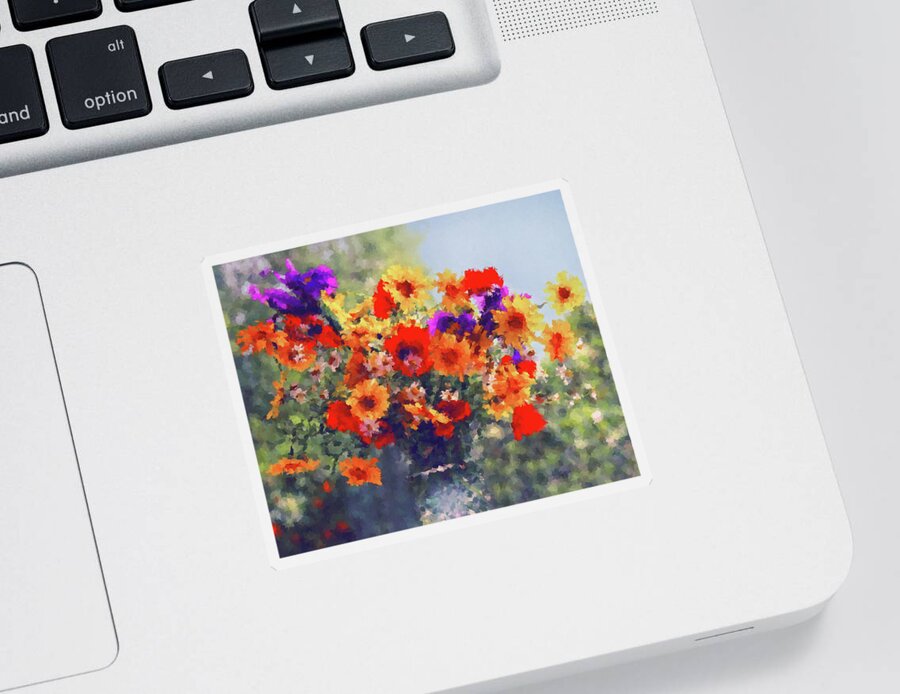 Bouquet Sticker featuring the painting Colorful Bouquet by Alex Mir