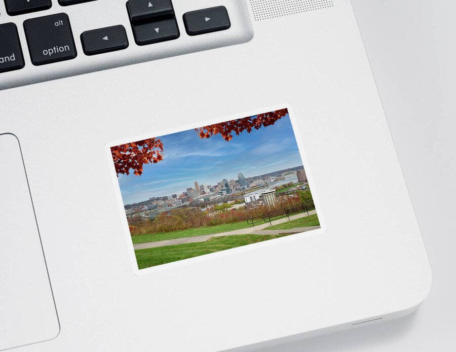 Autumn Sticker featuring the photograph Colorful Cincinnati Skyline by Ed Taylor
