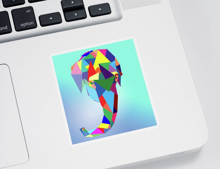 Colorful Elephant Head Sticker featuring the digital art Colorful Elephant Head by Dan Sproul